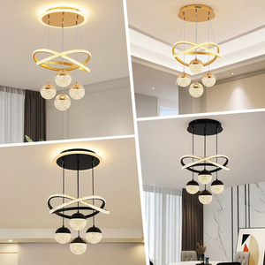 Camera da letto camera dei bambini semplice corona calda Nordic Princess Girl Linea soffitto rotondo moderno <span class=keywords><strong>lampadario</strong></span> ad anello a Led lampada a sospensione - Product Image 3