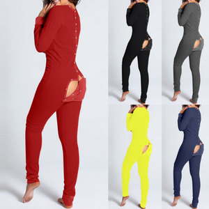 Pantalón largo estampado completo y manga larga vacaciones Navidad ropa <span class=keywords><strong>de</strong></span> dormir Navidad Onesie pijamas con solapa en el trasero para mujer - Product Image 2