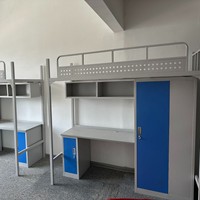 Lit superposé en fer à deux niveaux avec rangement, style moderne, pour dortoir étudiant, école, camp, appartement standard