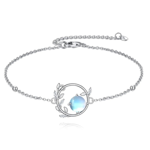 Bracelet ajustable en argent sterling 925 avec pierre de lune <span class=keywords><strong>halo</strong></span> pour femme, motif rayons de soleil, cadeau - Product Image 1