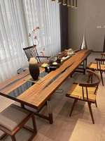 Foshan personnaliser l'usine en gros mobilier d'extérieur moderne personnalisé rivière résine époxy restaurant salle à manger table en bois