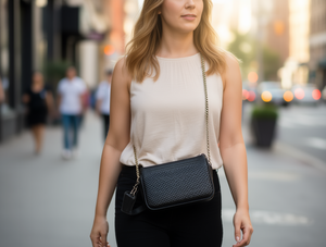 Borsa a tracolla da donna con catena, in ecopelle, tinta unita, chiusura con cerniera, stile per tutte le stagioni - Product Image 2