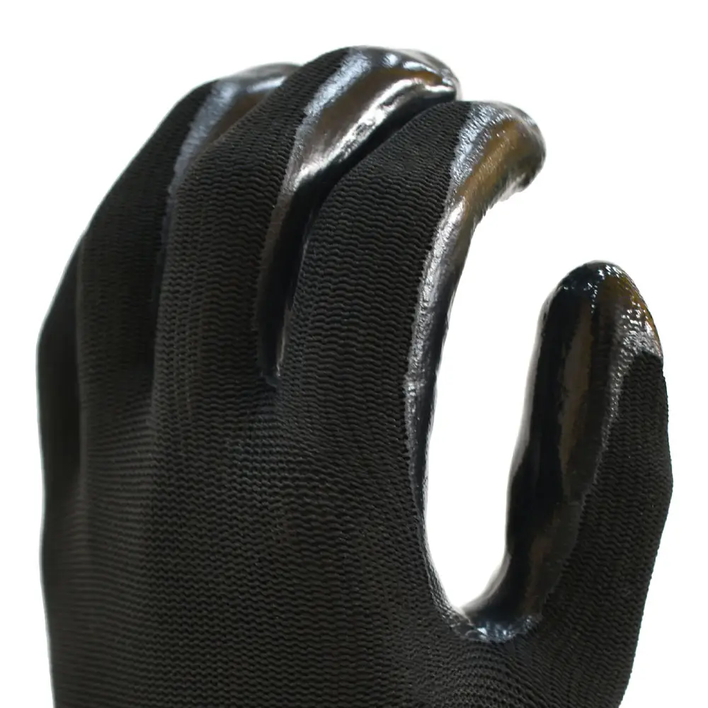 13 Gauge Working Nylon Palm Pu Sicherheits handschuhe Schwarz Polyester Schwarz PU beschichtete Sicherheits arbeits handschuhe