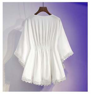 I-0663 Blouse décontractée pour femme, style bohème mexicain, brodée, à manches longues, coupe ample, boutonnée, style paysanne - Product Image 4