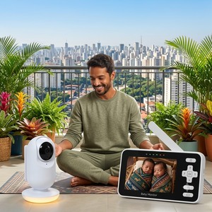 Monitor para Bebés PTZ de 720P con Pantalla IPS de 4 Pulgadas, Cámara de Video de Largo Alcance (300m), Batería de 3000mAh, Audio Bidireccional, VOX y Canciones de Cuna - Product Image 1
