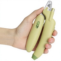 Coupe-ongles 2-en-1 avec lumière LED et 2 LED intégrées, fonction batterie, pour griffes de chat, avec polisseur et ciseaux de coupe