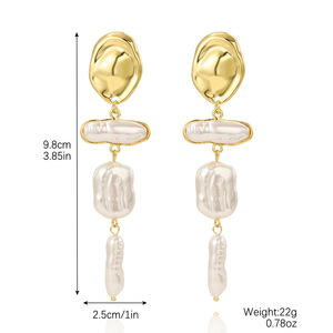 Orecchini con Perle Barocche Grandi Placcati Oro 18k, <span class=keywords><strong>Stile</strong></span> Irregolare, Orecchini Vistosi da Donna per Matrimoni, Regalo - Product Image 5