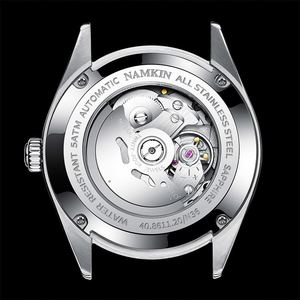 Montre mécanique pour homme en acier inoxydable avec cadran en or exclusif personnalisé - Product Image 3