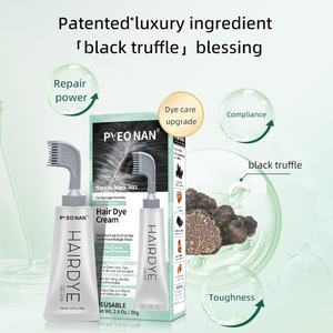 Crème colorante capillaire permanente végane personnalisée, noire, teinture capillaire soufflée, sans ammoniaque, sans peroxyde, couvre 100% les cheveux gris - Product Image 2
