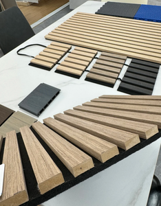 แผ่นผนังอะคูสติกโค้ง MDF ไม้ระแนงลาย 3 มิติ แผ่นปิดผิวแบบร่อง สำหรับบ้านและโรงแรม ดีไซน์แบบจำลอง 3 มิติ - Product Image 2