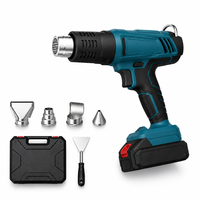 Pistolet thermique portable sans fil 20V avec écran LCD, kit de buses, grattoir et étui de transport pour le covering automobile, alimenté par batterie rechargeable