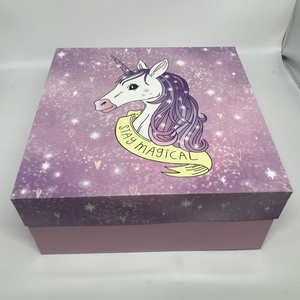 Wholesale Purple Unicorn Square <b>Cheap</b> Surprise Birthday Party Wedding Paper Cake <b>Boxes</b> for Cakes - Product Image 4