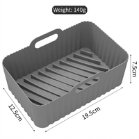 Revêtement Réutilisable en Silicone pour Friteuse à Air, Sans BPA, Facile à Nettoyer, Antiadhésif, Panier Rectangulaire 140g, Compatible Lave-Vaisselle pour Four de Cuisine