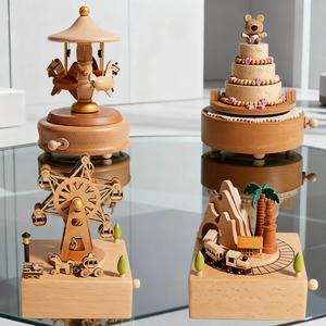 Yiyu Vente Chaude Carrousel Musical Personnalisé en Bois Gravé, Durable (30s de musique), Cadeau d'Anniversaire Créatif pour Enfants, Fille Dansante - Product Image 1