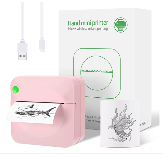 Mini Portable Printer Pocket Wireless Blue Tooth Thermal Printer with Thermal Paper Smartphone Label Sticker Inkless Printer