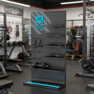 Panel de Exhibición Metálico de Pared con Estantes para Equipos de Gimnasio y Herramientas, Exhibidor de Piso para Tiendas de Deportes, Resistente - Product Image 1