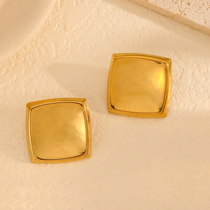 <b>Stud</b> <b>Earrings</b> Square Geometric Gold Tone For Women Everyday Wear - Product Image 2