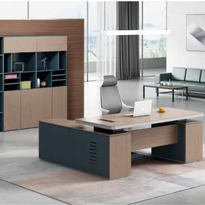 Furnitur Reginal Ukuran MDF Modular L-bentuk Meja Kantor Fashional Furnitur Tahan Lama untuk Dijual dari Foshan Cina 9D21