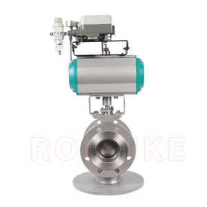 Válvula de Bola Tipo V con Brida Neumática de Acero Inoxidable Estándar GB VQ647H-16P CF8 CF3 CF8M CF3M - Product Image 3