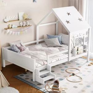 Cama Infantil con Diseño de Estrella, Ventana en el Techo, para Niños y Niñas Adolescentes, de Madera Maciza, Escaleras Bajas, Librería y <span class=keywords><strong>Pizarra</strong></span> - Product Image 2