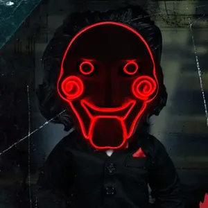 Masque effrayant lumineux LED pour film, carnaval, Halloween, danse, cosplay, déguisement de l'assassin en puzzle, visage en plastique de l'assassin en puzzle - Product Image 1