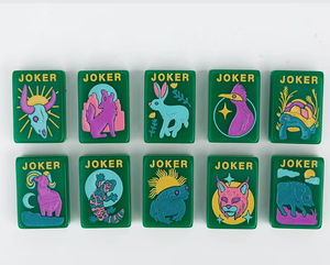 Juego de Fichas de Mahjong Americanas de Acrílico con Patrón de Flores del Desierto en Verde Esmeralda, Plegables y Talladas a Medida, ENVÍO PRÓXIMO - Product Image 3