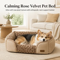 Gemütliches Großhandels-Hundebett aus Rosenvelours, Katzenbett im Sofa-Stil, Halbgeschlossenes Warmes Haustierbett mit Erhöhtem Rand für Kleine Hunde