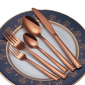 Ensemble de couverts en acier inoxydable de style américain de haute qualité en or rose durable - Cuillères et couteaux polis miroir pour les mariages - Product Image 1