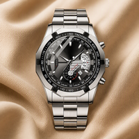 Montre à quartz de luxe pour homme en acier inoxydable et alliage, avec verre saphir, résistante à l'eau, 45 mm, en stock direct usine, pour l'export.