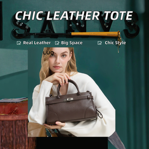 Maletín de Cuero Genuino de Lujo, Resistente al Agua, Gran Capacidad, Color Sólido, para Mujer, para Uso Diario en la Oficina - Product Image 2