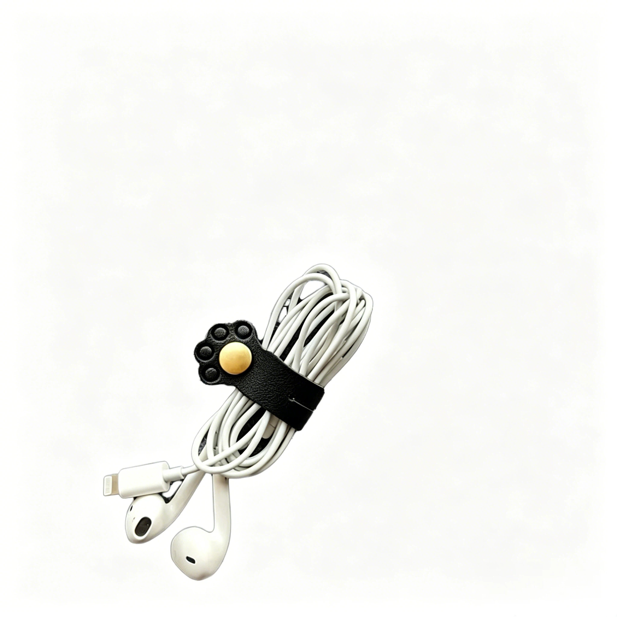 Cat Paw PU Cable Holder, Foldable Earphone Cord Clip, Tangle-Free USB Charging Wire Organizer Desktop <strong>Accessory</strong>