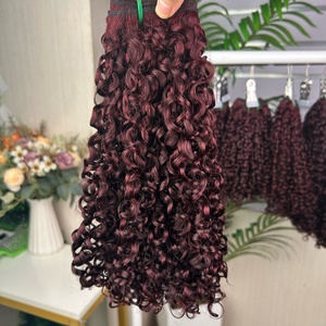 <b>Pixie</b> Curl Hair Bundles Super Double Drawn 100% Human Hair Full Density Pissy Bundles Wine Color - Product Image 2