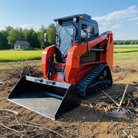Mini-chargeuse compacte hydraulique à haut débit avec moteur Kubota, hydraulique HYDAC, chargeuse sur roues avec tarière et grappin pour l'agriculture