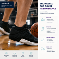 Chaussettes de sport basses pour le basketball, idéales pour les clubs, commandes personnalisées avec grip intégré – Vente en gros