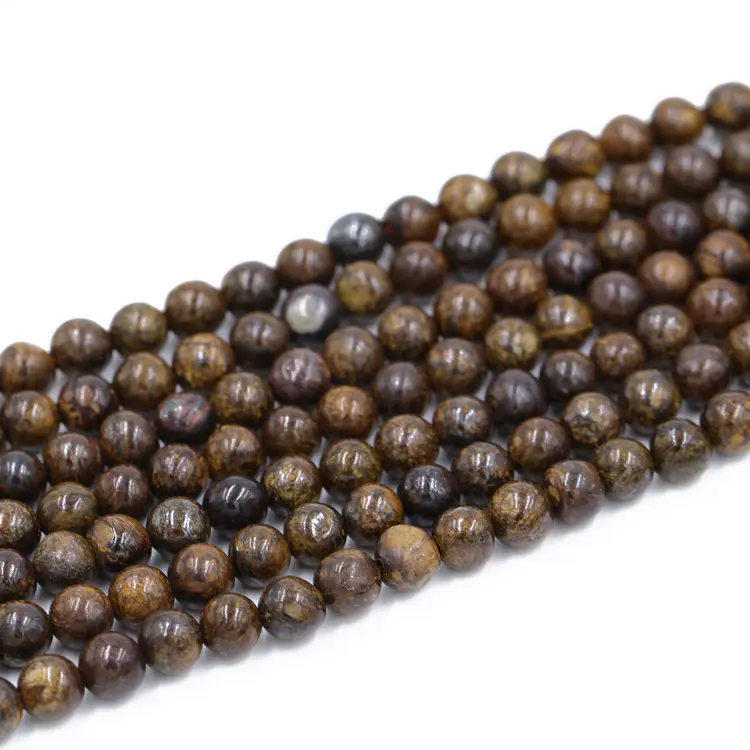 2024 hot sale Brown natural stone gemstone beads bulk sale bronzite loose bronzite beads fashion round beads jewelry