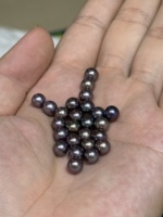 Perles d'eau douce rondes naturelles violettes de 6-6,5 mm, perles cultivées de haute qualité, perles en vrac avec trou traversant de 1,1 mm