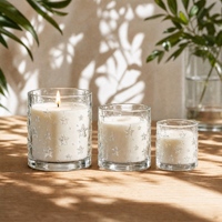 Porte-bougie de table en verre transparent à bord lisse avec étoile en relief pour la célébration d'un anniversaire de mariage, décoration de dîner
