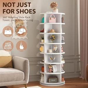 Moderna Torre Blanca Giratoria de 360 Grados para Exhibición de Bolsos y <span class=keywords><strong>Zapatero</strong></span> tipo Carrusel para Almacenamiento en la Sala de Estar - Product Image 3