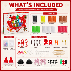 Kit d'artisanat en argile à séchage à l'air pour Noël, vente en gros, 5 ornements DIY, bonhomme de neige, sapin, chaussette, ensemble cadeau de Noël OEM pour enfants - Product Image 2