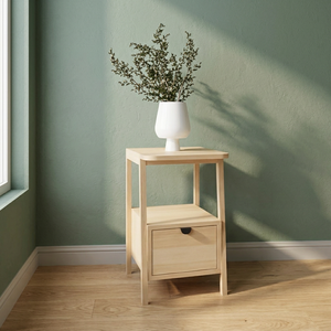 Modern Scandinavian Wood Nightstand With 1 Drawer Storage Bedroom Furniture - Product Image 5