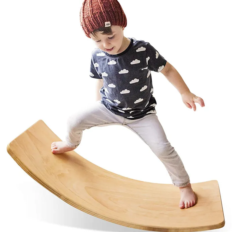 Colorful sensory indoor sport game montessori training surf foot wood kids wooden balance board