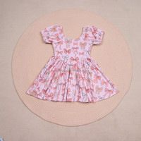 Robe d'été personnalisée pour bébés filles Yiying, manches lanternes, imprimé floral, en soie de lait respirante et lavable – Grande Vente