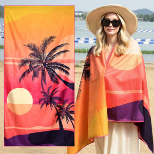 Serviette de <span class=keywords><strong>plage</strong></span> réversible à carreaux ananas, noix de coco et coucher de soleil - Product Image 1