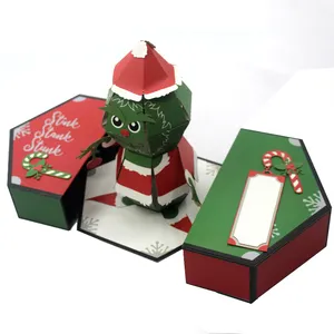 2024 nuovo Design di natale Grinch 3d Pop Up biglietto di auguri