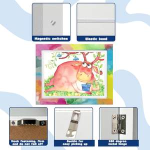 Cadre photo pour œuvres d'art d'enfants, interchangeable, en bois noir avec verre incassable, pour affichage horizontal et vertical - Product Image 3