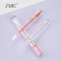 Tubes de brillant à lèvres vides marron en gros, tubes de rouge à lèvres liquide transparents et fins, flacons d'huile à lèvres fantaisie pour adolescentes