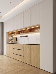 カスタマイズ可能な無垢材モダンモジュール式高さ調節可能エコフレンドリー耐久性防水ダイニングルーム用サイドボード - Product Image 2