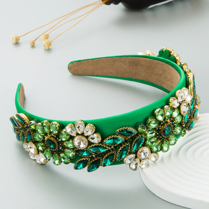 Serre-tête de luxe en diamant pour femme, accessoire de cheveux baroque, orné de strass et de fleurs en cristal, vente en gros - Product Image 4