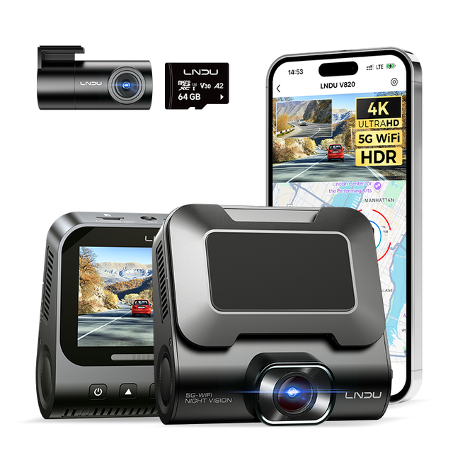 LNDU V820 4G LTE GPS Wifi Dashcam 4K STARVIS 3'' Screen ADAS EN Voice Control Dual Lens Angle 2 Channel 4K+1080P Car DVR Cam