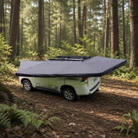 Nouvelle tente de toit rapide à ouverture rapide en forme d'éventail 360° 2026 avec éclairage LED intégré, tente de toit de voiture étanche pour camping en 4x4 et SUV